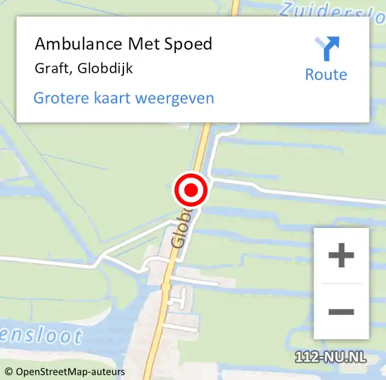 Locatie op kaart van de 112 melding: Ambulance Met Spoed Naar Graft, Globdijk op 12 augustus 2018 14:54