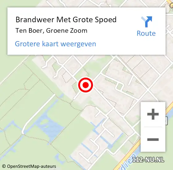 Locatie op kaart van de 112 melding: Brandweer Met Grote Spoed Naar Ten Boer, Groene Zoom op 12 augustus 2018 15:12