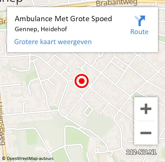 Locatie op kaart van de 112 melding: Ambulance Met Grote Spoed Naar Gennep, Heidehof op 12 augustus 2018 16:07