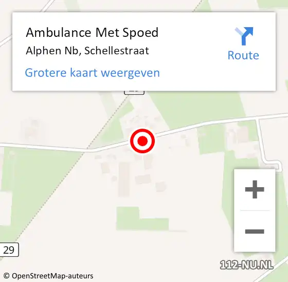 Locatie op kaart van de 112 melding: Ambulance Met Spoed Naar Alphen Nb, Schellestraat op 12 augustus 2018 16:13