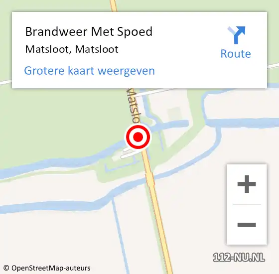 Locatie op kaart van de 112 melding: Brandweer Met Spoed Naar Matsloot, Matsloot op 12 augustus 2018 16:14