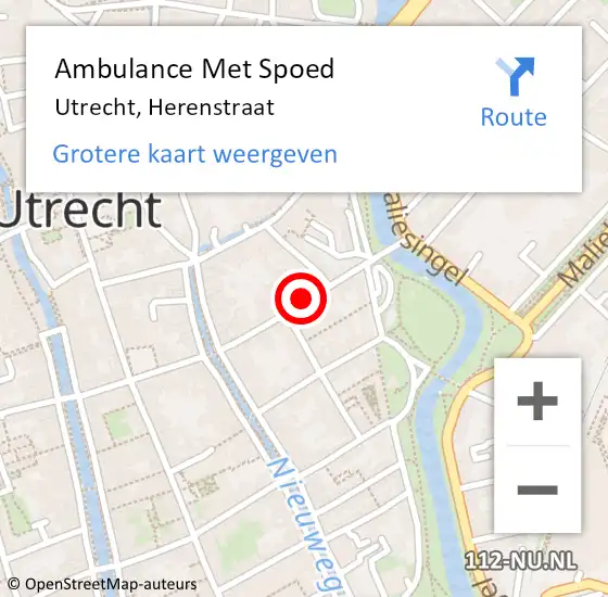 Locatie op kaart van de 112 melding: Ambulance Met Spoed Naar Utrecht, Herenstraat op 12 augustus 2018 17:05