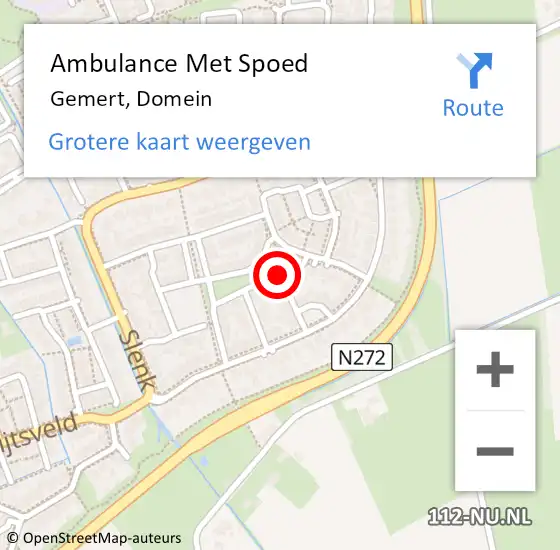 Locatie op kaart van de 112 melding: Ambulance Met Spoed Naar Gemert, Domein op 12 augustus 2018 17:11