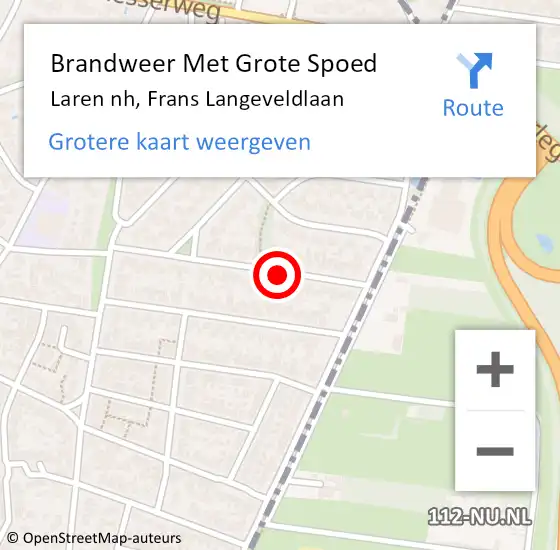 Locatie op kaart van de 112 melding: Brandweer Met Grote Spoed Naar Laren nh, Frans Langeveldlaan op 12 augustus 2018 17:12