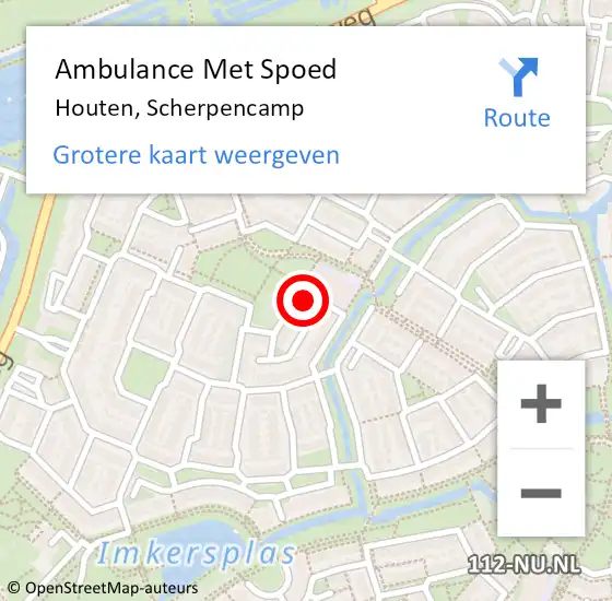 Locatie op kaart van de 112 melding: Ambulance Met Spoed Naar Houten, Scherpencamp op 5 maart 2014 20:11