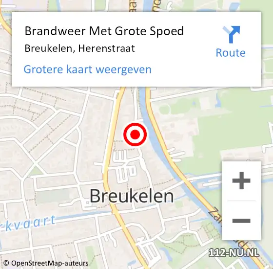 Locatie op kaart van de 112 melding: Brandweer Met Grote Spoed Naar Breukelen, Herenstraat op 12 augustus 2018 17:18