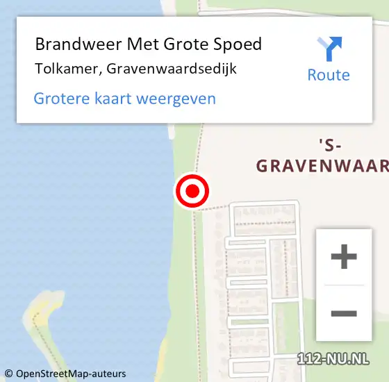 Locatie op kaart van de 112 melding: Brandweer Met Grote Spoed Naar Tolkamer, Gravenwaardsedijk op 12 augustus 2018 17:44