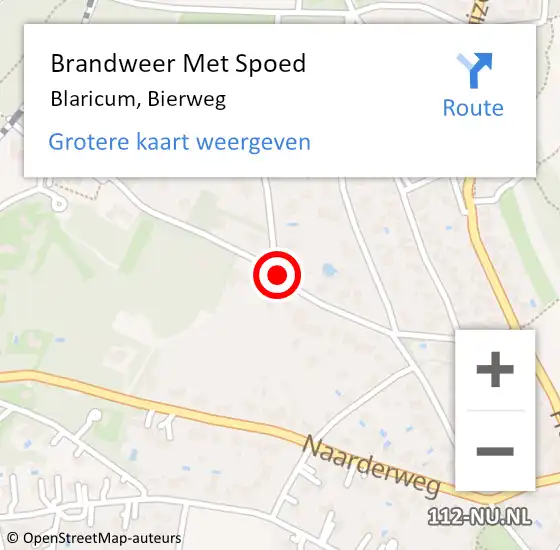 Locatie op kaart van de 112 melding: Brandweer Met Spoed Naar Blaricum, Bierweg op 12 augustus 2018 18:34