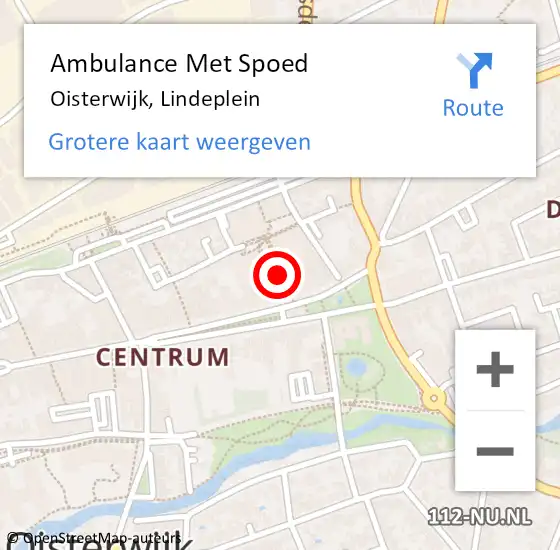 Locatie op kaart van de 112 melding: Ambulance Met Spoed Naar Oisterwijk, Lindeplein op 12 augustus 2018 18:51