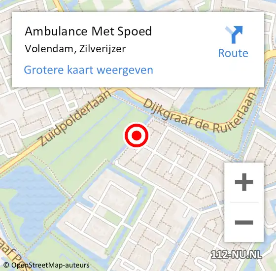 Locatie op kaart van de 112 melding: Ambulance Met Spoed Naar Volendam, Zilverijzer op 12 augustus 2018 18:53