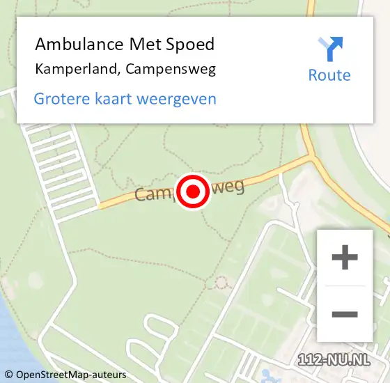 Locatie op kaart van de 112 melding: Ambulance Met Spoed Naar Kamperland, Campensweg op 12 augustus 2018 19:12