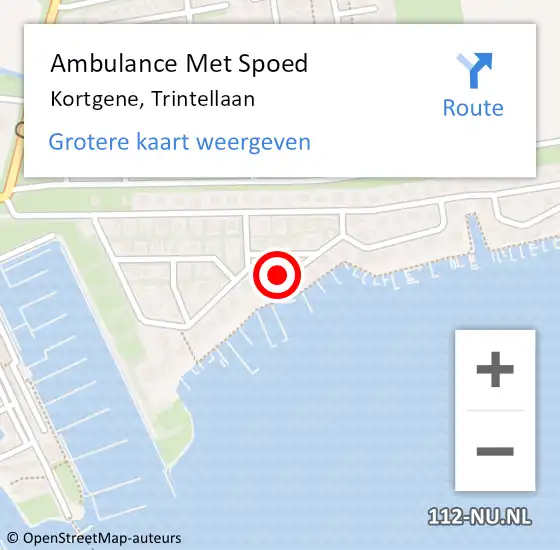 Locatie op kaart van de 112 melding: Ambulance Met Spoed Naar Kortgene, Trintellaan op 12 augustus 2018 19:12