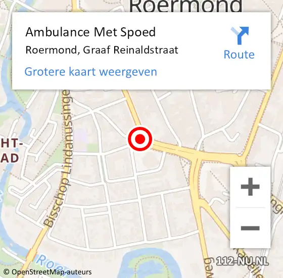 Locatie op kaart van de 112 melding: Ambulance Met Spoed Naar Roermond, Graaf Reinaldstraat op 12 augustus 2018 19:23