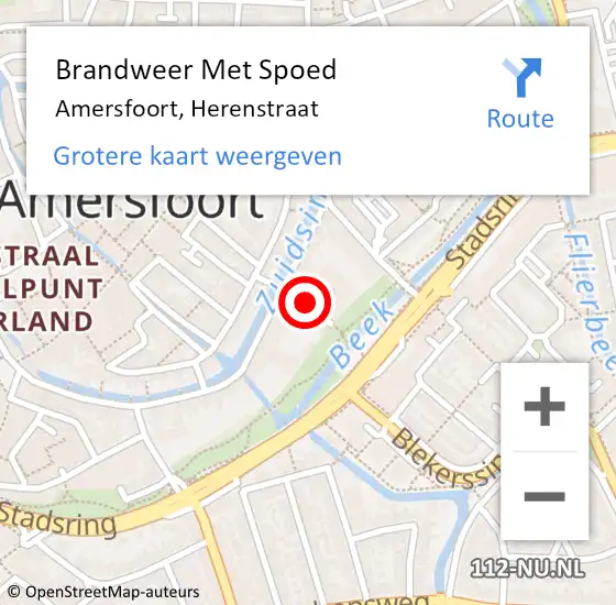 Locatie op kaart van de 112 melding: Brandweer Met Spoed Naar Amersfoort, Herenstraat op 12 augustus 2018 20:04