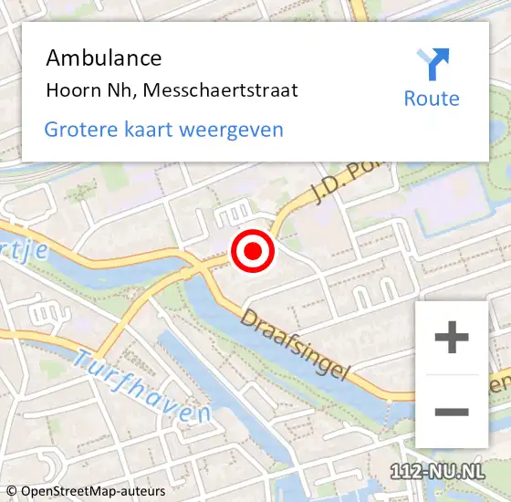 Locatie op kaart van de 112 melding: Ambulance Hoorn Nh, Messchaertstraat op 12 augustus 2018 20:23