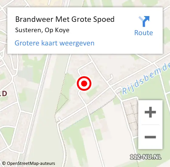 Locatie op kaart van de 112 melding: Brandweer Met Grote Spoed Naar Susteren, Op Koye op 12 augustus 2018 20:28