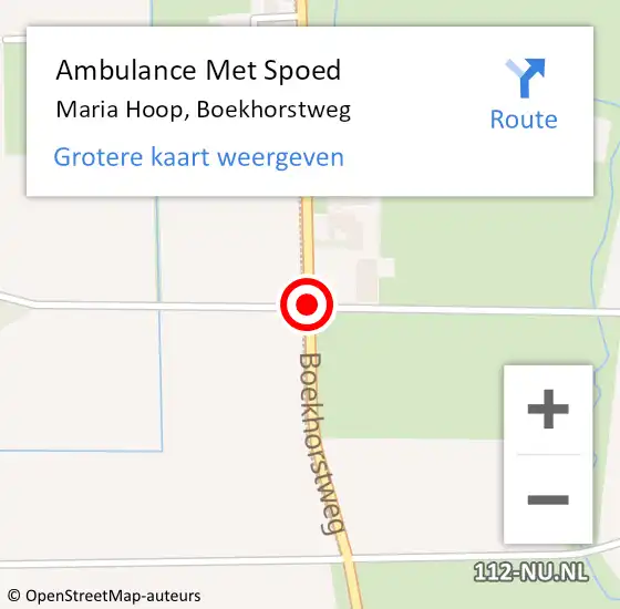 Locatie op kaart van de 112 melding: Ambulance Met Spoed Naar Mariahoop, Boekhorstweg op 12 augustus 2018 20:29