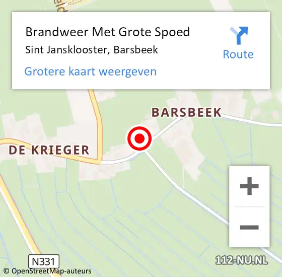 Locatie op kaart van de 112 melding: Brandweer Met Grote Spoed Naar Sint Jansklooster, Barsbeek op 5 maart 2014 20:34