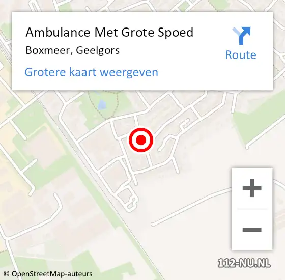 Locatie op kaart van de 112 melding: Ambulance Met Grote Spoed Naar Boxmeer, Geelgors op 12 augustus 2018 21:30