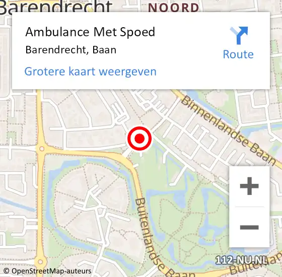 Locatie op kaart van de 112 melding: Ambulance Met Spoed Naar Barendrecht, Baan op 12 augustus 2018 21:36