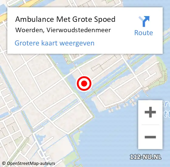 Locatie op kaart van de 112 melding: Ambulance Met Grote Spoed Naar Woerden, Vierwoudstedenmeer op 12 augustus 2018 22:17