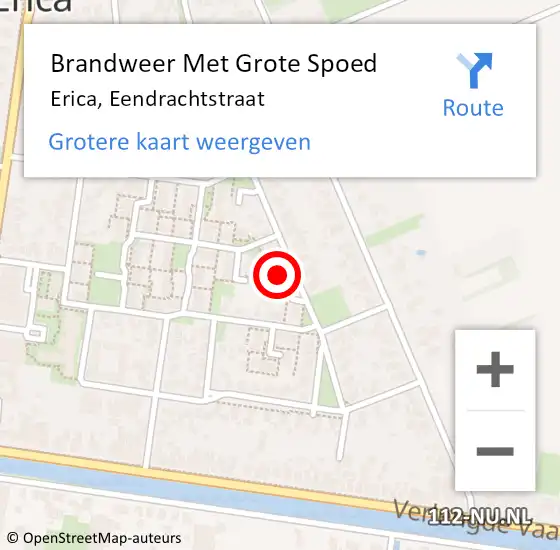 Locatie op kaart van de 112 melding: Brandweer Met Grote Spoed Naar Erica, Eendrachtstraat op 5 maart 2014 20:43