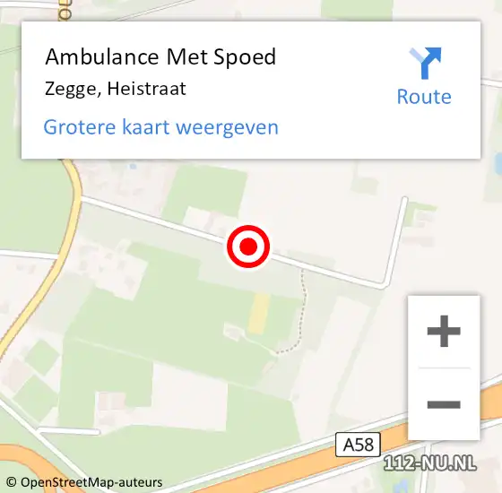 Locatie op kaart van de 112 melding: Ambulance Met Spoed Naar Zegge, Heistraat op 12 augustus 2018 22:28