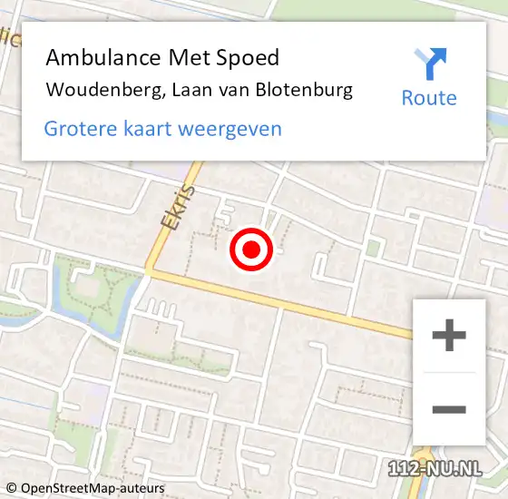 Locatie op kaart van de 112 melding: Ambulance Met Spoed Naar Woudenberg, Laan van Blotenburg op 12 augustus 2018 22:55