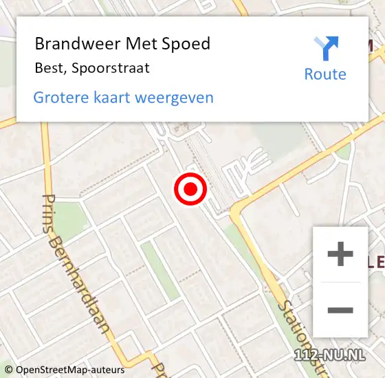 Locatie op kaart van de 112 melding: Brandweer Met Spoed Naar Best, Spoorstraat op 12 augustus 2018 23:31