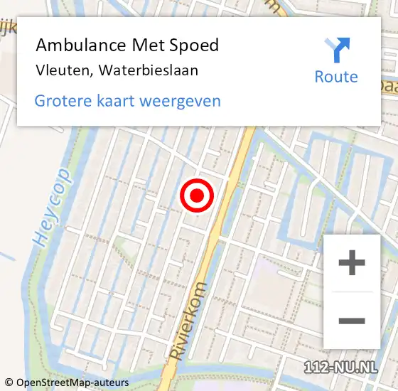 Locatie op kaart van de 112 melding: Ambulance Met Spoed Naar Vleuten, Waterbieslaan op 12 augustus 2018 23:36