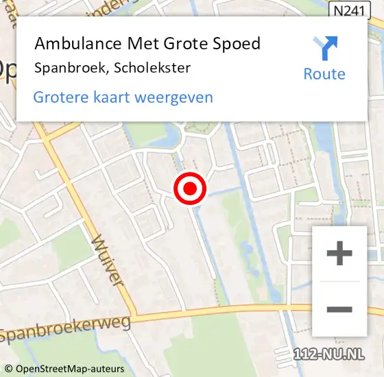 Locatie op kaart van de 112 melding: Ambulance Met Grote Spoed Naar Spanbroek, Scholekster op 13 augustus 2018 00:41