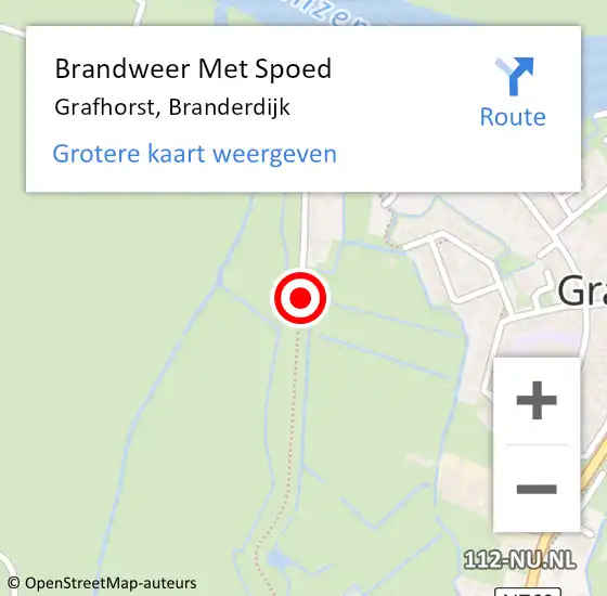 Locatie op kaart van de 112 melding: Brandweer Met Spoed Naar Grafhorst, Branderdijk op 13 augustus 2018 00:43