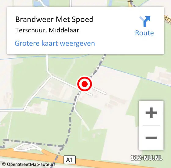 Locatie op kaart van de 112 melding: Brandweer Met Spoed Naar Terschuur, Middelaar op 13 augustus 2018 00:54