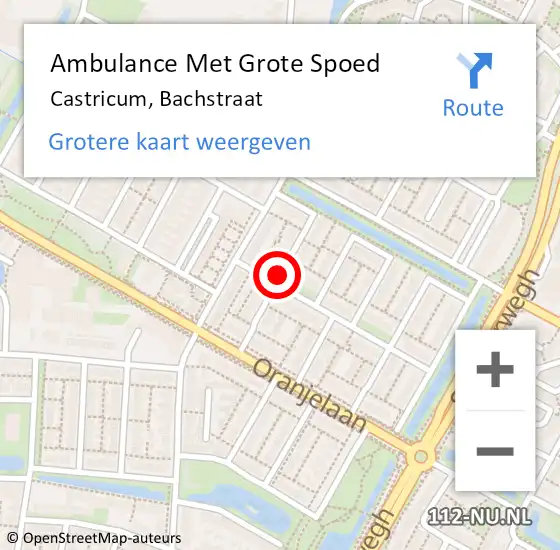 Locatie op kaart van de 112 melding: Ambulance Met Grote Spoed Naar Castricum, Bachstraat op 13 augustus 2018 01:57