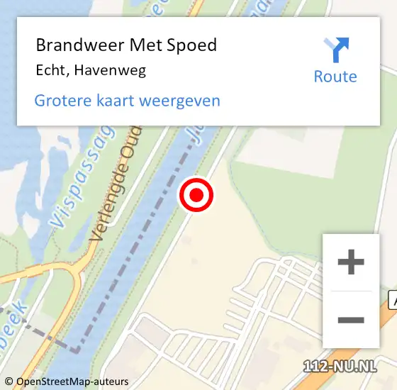 Locatie op kaart van de 112 melding: Brandweer Met Spoed Naar Echt, Havenweg op 13 augustus 2018 02:00