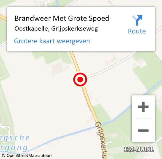 Locatie op kaart van de 112 melding: Brandweer Met Grote Spoed Naar Oostkapelle, Grijpskerkseweg op 13 augustus 2018 02:05