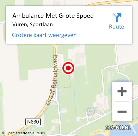 Locatie op kaart van de 112 melding: Ambulance Met Grote Spoed Naar Vuren, Sportlaan op 13 augustus 2018 02:40