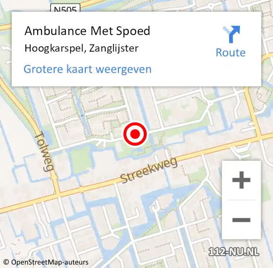 Locatie op kaart van de 112 melding: Ambulance Met Spoed Naar Hoogkarspel, Zanglijster op 13 augustus 2018 04:27