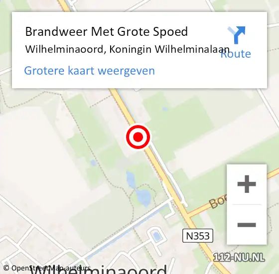 Locatie op kaart van de 112 melding: Brandweer Met Grote Spoed Naar Wilhelminaoord, Koningin Wilhelminalaan op 13 augustus 2018 05:34