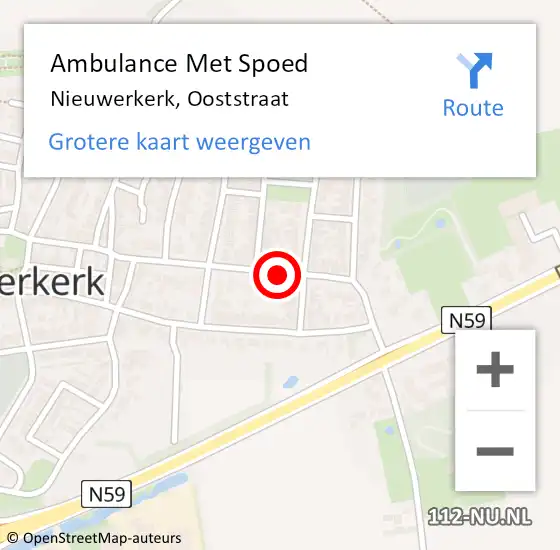 Locatie op kaart van de 112 melding: Ambulance Met Spoed Naar Nieuwerkerk, Ooststraat op 13 augustus 2018 06:03