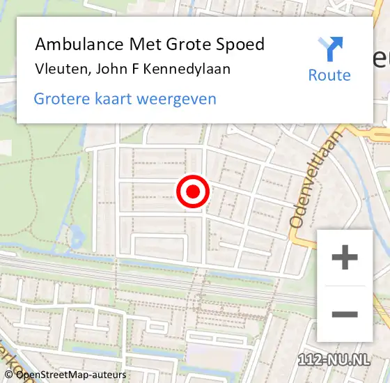 Locatie op kaart van de 112 melding: Ambulance Met Grote Spoed Naar Vleuten, John F Kennedylaan op 13 augustus 2018 07:40