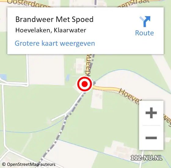 Locatie op kaart van de 112 melding: Brandweer Met Spoed Naar Hoevelaken, Klaarwater op 13 augustus 2018 08:01