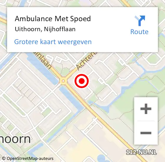 Locatie op kaart van de 112 melding: Ambulance Met Spoed Naar Uithoorn, Nijhofflaan op 13 augustus 2018 10:12