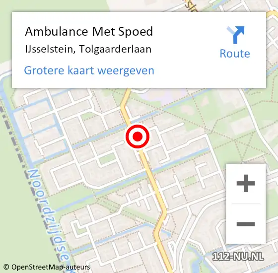 Locatie op kaart van de 112 melding: Ambulance Met Spoed Naar IJsselstein, Tolgaarderlaan op 13 augustus 2018 10:29