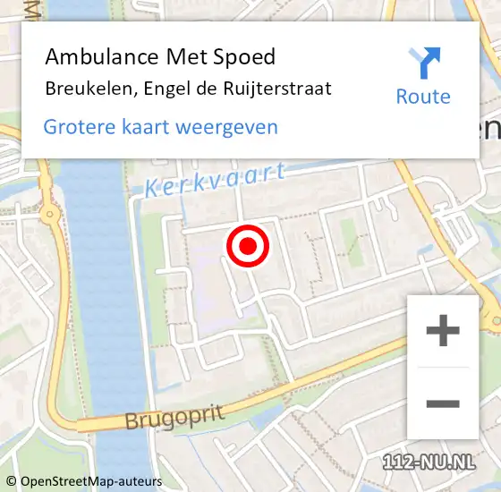 Locatie op kaart van de 112 melding: Ambulance Met Spoed Naar Breukelen, Engel de Ruijterstraat op 13 augustus 2018 10:36