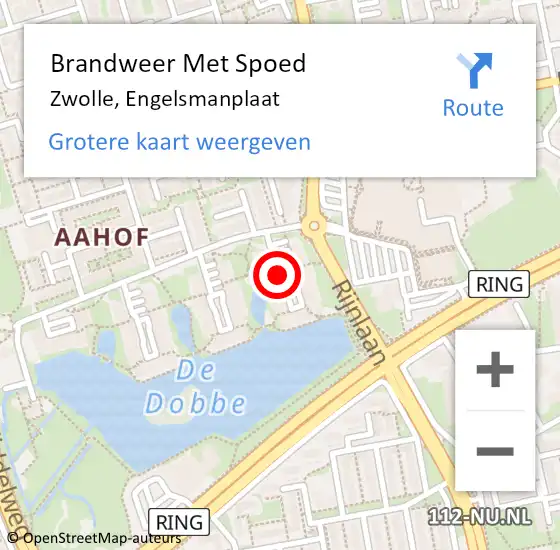 Locatie op kaart van de 112 melding: Brandweer Met Spoed Naar Zwolle, Engelsmanplaat op 13 augustus 2018 11:18