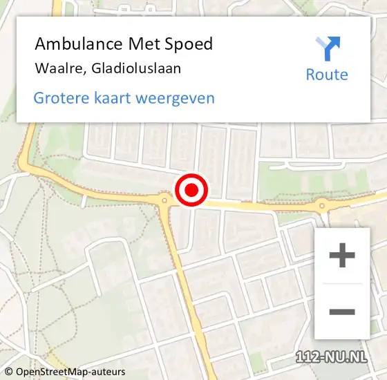 Locatie op kaart van de 112 melding: Ambulance Met Spoed Naar Waalre, Gladioluslaan op 13 augustus 2018 11:26