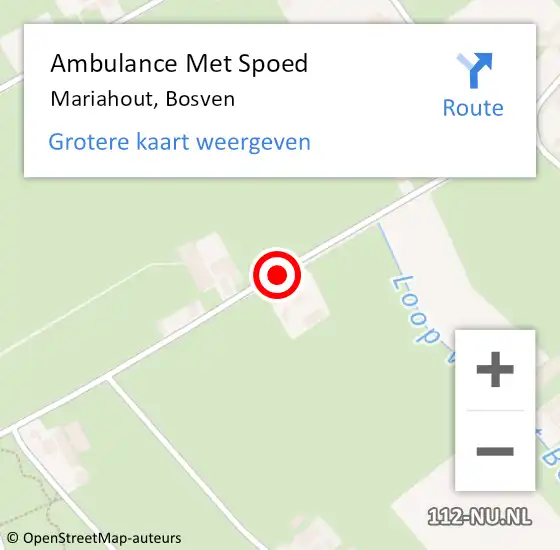 Locatie op kaart van de 112 melding: Ambulance Met Spoed Naar Mariahout, Bosven op 13 augustus 2018 11:26