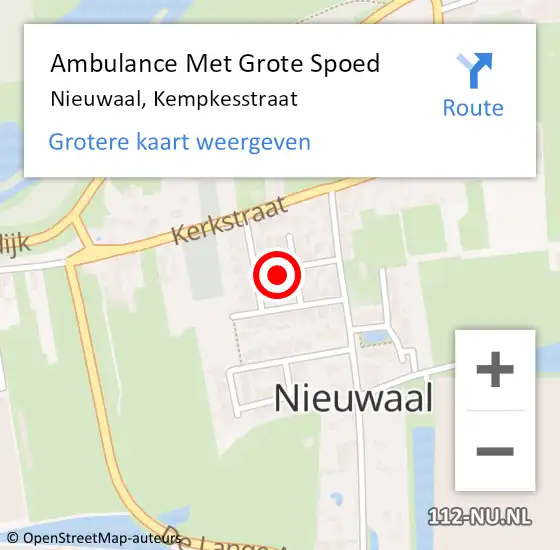 Locatie op kaart van de 112 melding: Ambulance Met Grote Spoed Naar Nieuwaal, Kempkesstraat op 24 september 2013 13:40