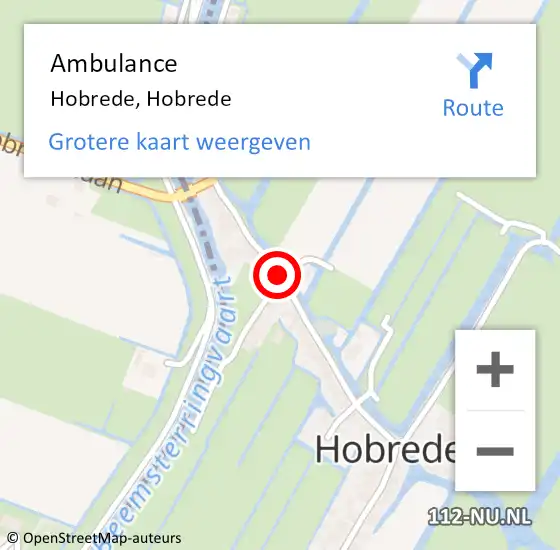 Locatie op kaart van de 112 melding: Ambulance Hobrede, Hobrede op 13 augustus 2018 11:38